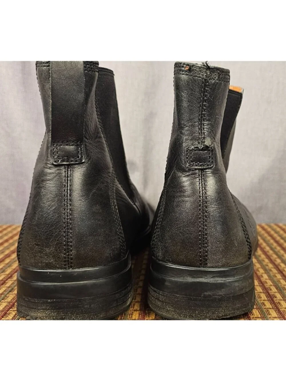 Timberland Mens Black Leather Waterproof Chelsea Boots Size 12M Durable Outsole